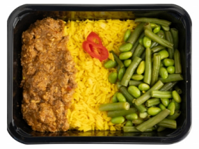 Rendang stoofpot met gele rijst en boontjes (2 maaltijden van 450 gram)