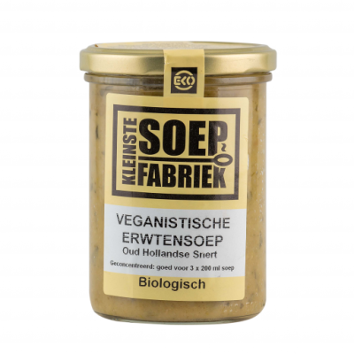 VEGAN Erwtensoep 6 x 400 gram (aanlengen met 200 ml water per pot) geeft 600 ML per pot soep