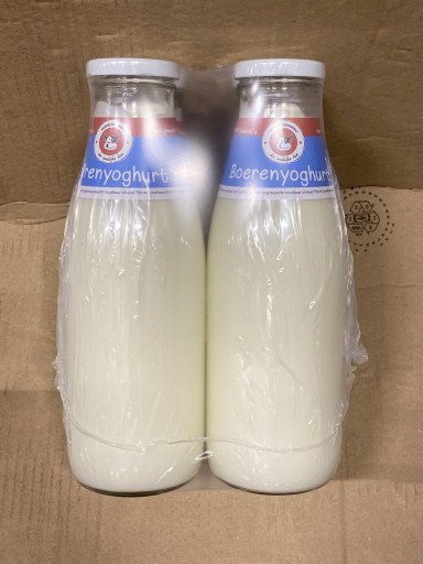 Boeren VOLLE Yoghurt naturel 4 x 750 ml GLAS De Vrolijke koe