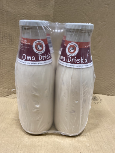 Yoghurt Oma Drieka (Appel, Kers, Kaneel) 4 x 750 ml GLAS De vrolijke koe