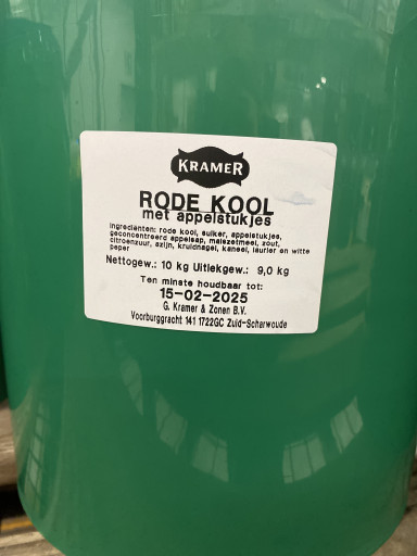 Rode kool met appel fijn GEKOOKT 10 ltr